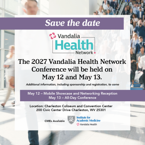 Information for 2027 Vandalia Health Network Conference. Dates are May 12-13, 2027.